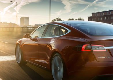 Tesla model S sunset