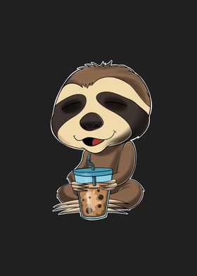 Bubble Tea Kawaii Sloth