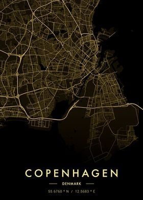 Copenhagen City Map Gold
