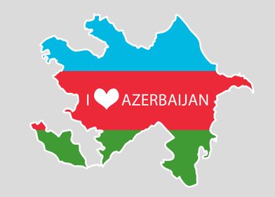 I love Azerbaijan 2D Map 