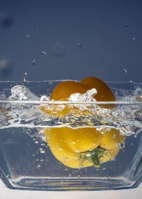 Yellow pepper splashing