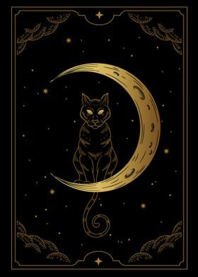 Cat and crescent moon