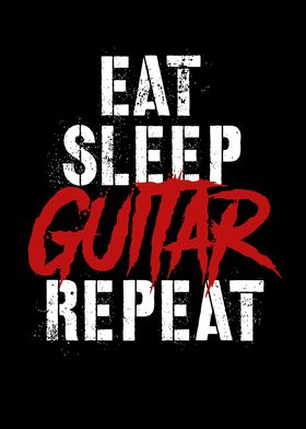 Étiquette à Bagages 'Eat Sleep Guitar Repeat' - Similicuir - Cadeau Musicien