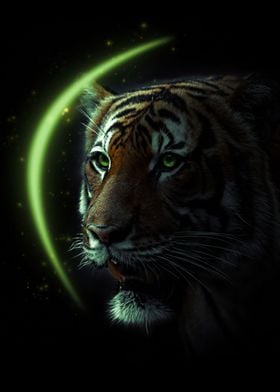 tiger face green lighting