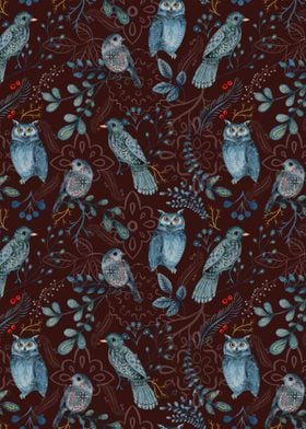 Birds and owls pattern