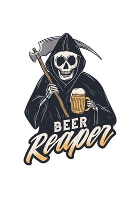 Grim reaper drinking beer