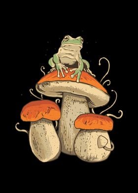 Frog on mushroom