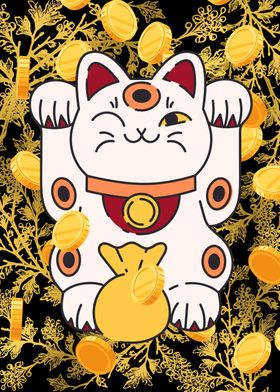 Kawaii Maneki Neko Sushi' Poster, picture, metal print, paint by LeSheer  Displate, Displate