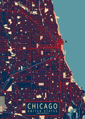 'Chicago City Map Hope' Poster by deMAP Studio | Displate