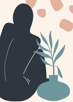 Leaf with vase modern art