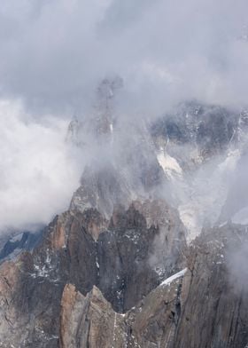 Cloudy Mont Blanc massif