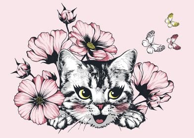 kitten in flowers