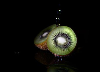 Kiwi with drops of water