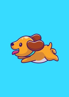 Cute Dog Running Cartoon