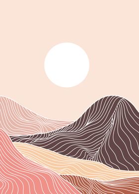 Abstract Mountain line art