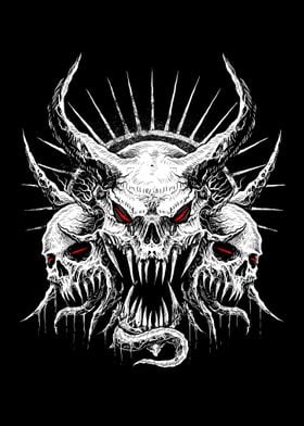 '666 Demon Devil Heads' Poster by Gothic Designs | Displate
