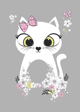 kitten with flowers