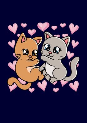 Valentines Day Couple Cats