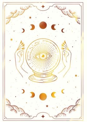 Tarot Crystal ball moon