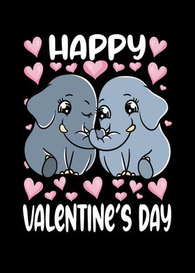 Elephants Couple Hearts