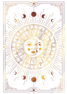 Tarot Moon and sun face