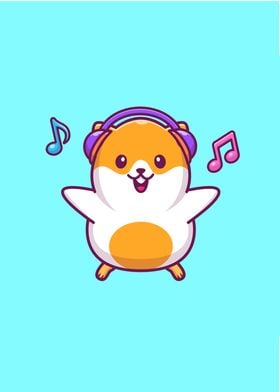 Cute Hamster With Music