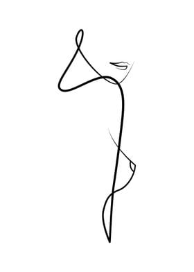 One Line Art Girl Abstract