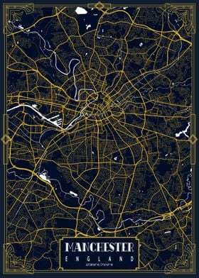 Manchester City Map Gold