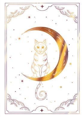 Tarot cat with moon