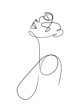 One Line Art Girl Side