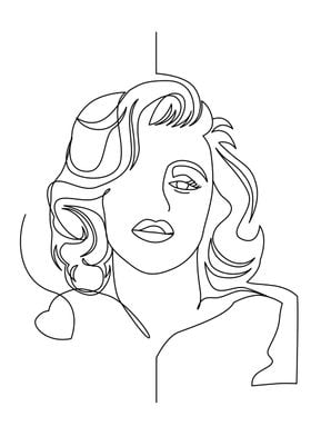 One Line Art Cute Girl