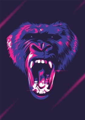 angry gorilla vector 