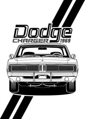 Dodge Charger 1969 Lineart