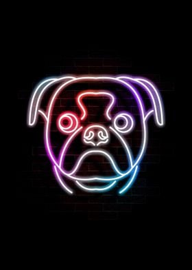 pug dog neon art