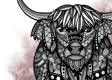 Zentangle Cattle Cow