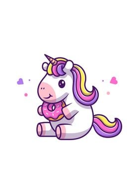 Cute Unicorn With Doughnut