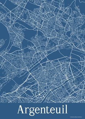 Argenteuil France Blue Map