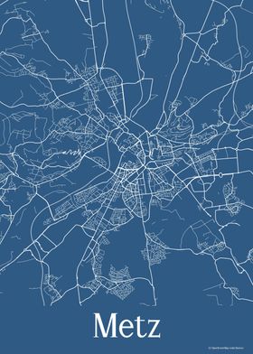 Metz France Blue Map