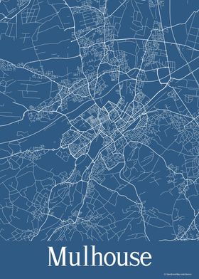 Mulhouse France Blue Map