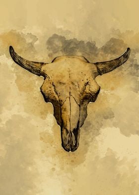 Vintage Bull Skull