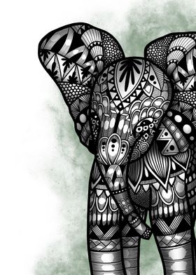 Zentangle Elephant Closeup