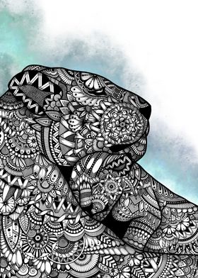 Zentangle Lioness with cub