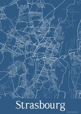 Strasbourg France Blue Map