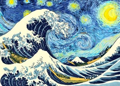 starry night great wave 
