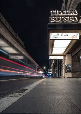 Night traffic Rome Italy