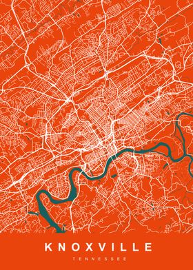 KNOXVILLE Map TENNESSEE 