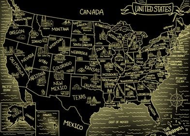 Glowing Map of the USA