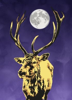 Deer and moon