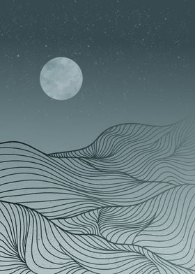 Abstract Mountain line art