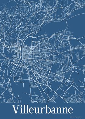 Villeurbanne Blue Map